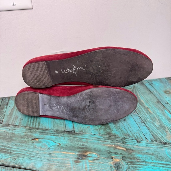 Kate & Mel Burgundy Red Leather Suede Slip On Flat Loafers Size 39 - Picture 8 of 11